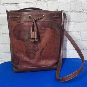 |•GITANO•| Vintage World Map Bucket Bag 11.5 x 10 inches